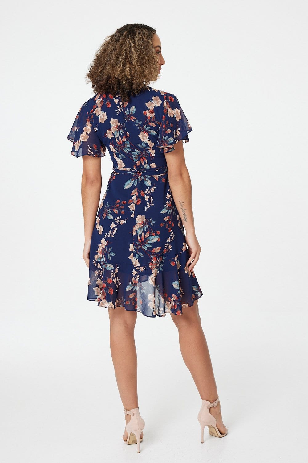 Navy | Floral Tie Front Mini Dress