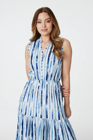 Blue | Striped Sleeveless Tunic Dress