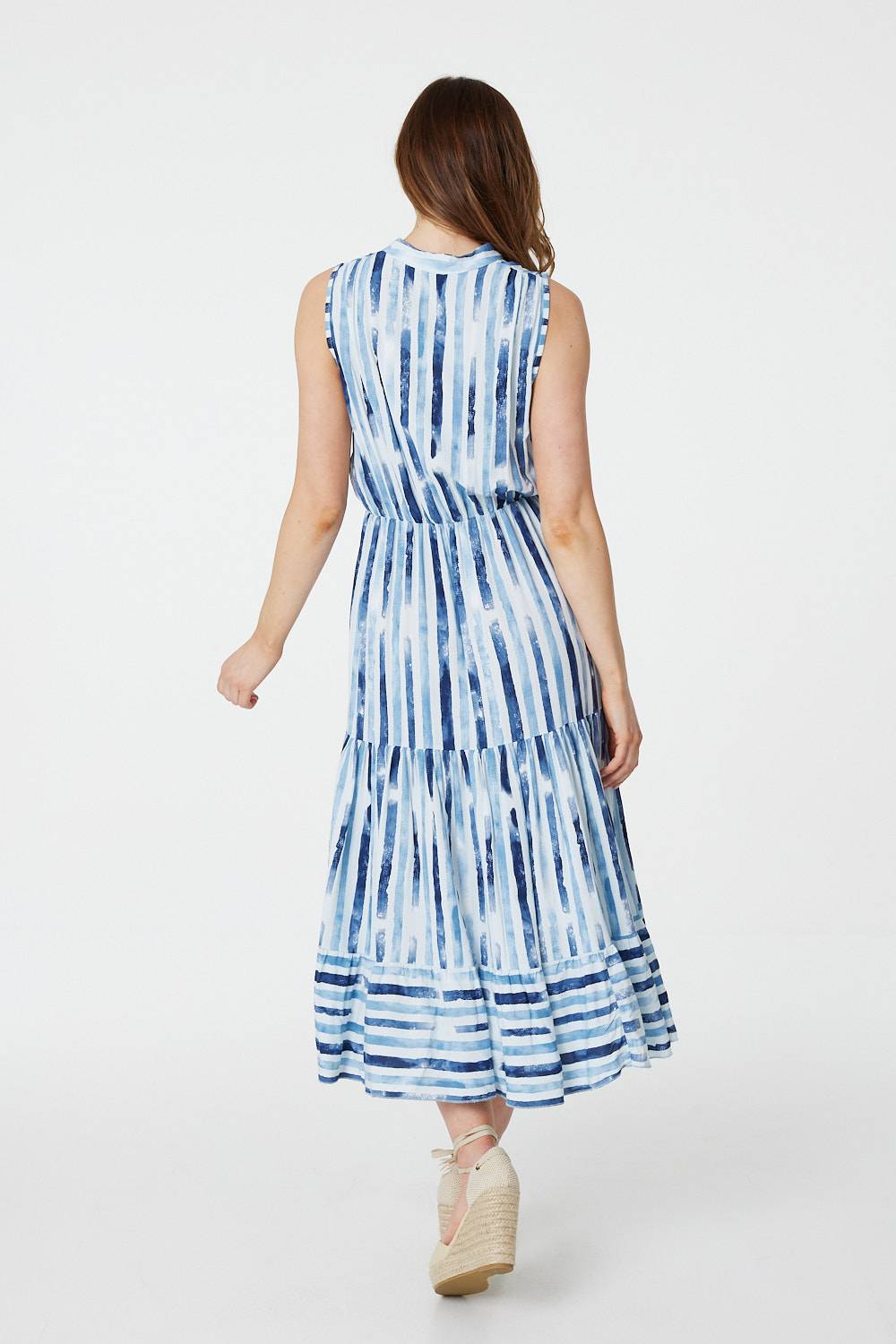 Blue | Striped Sleeveless Tunic Dress