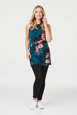Teal | Floral Zip Back Mini Shift Dress