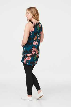 Teal | Floral Zip Back Mini Shift Dress