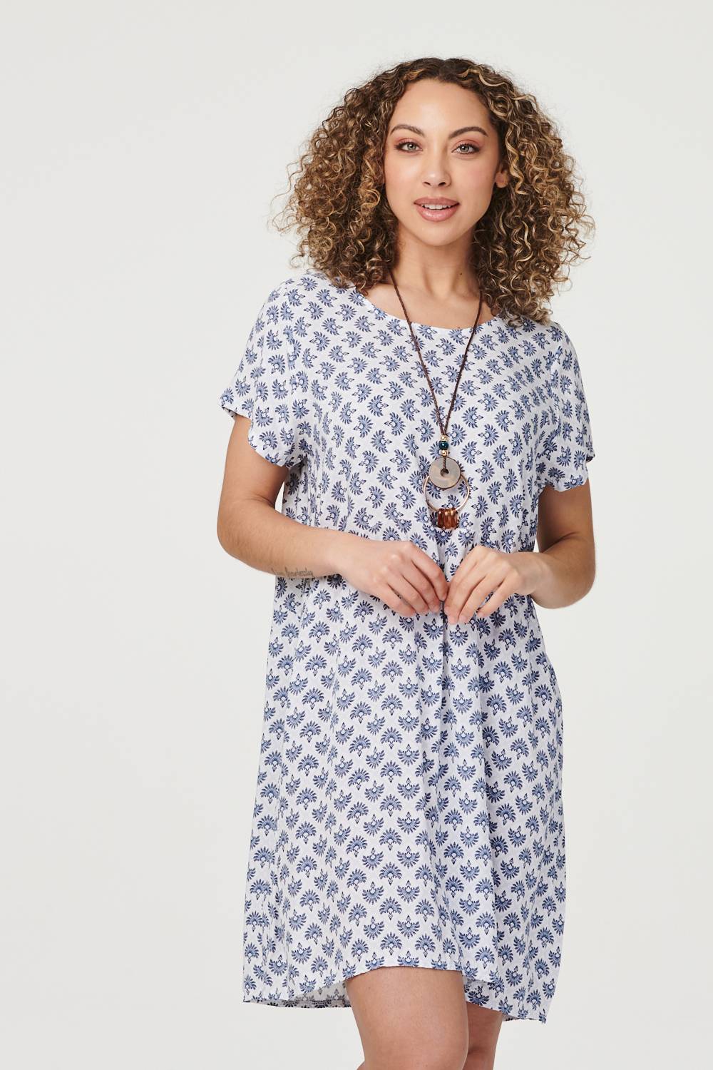 Blue | Vintage Print Tunic Dress