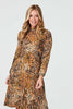 Brown | Ditsy Print High Neck Tea Dress