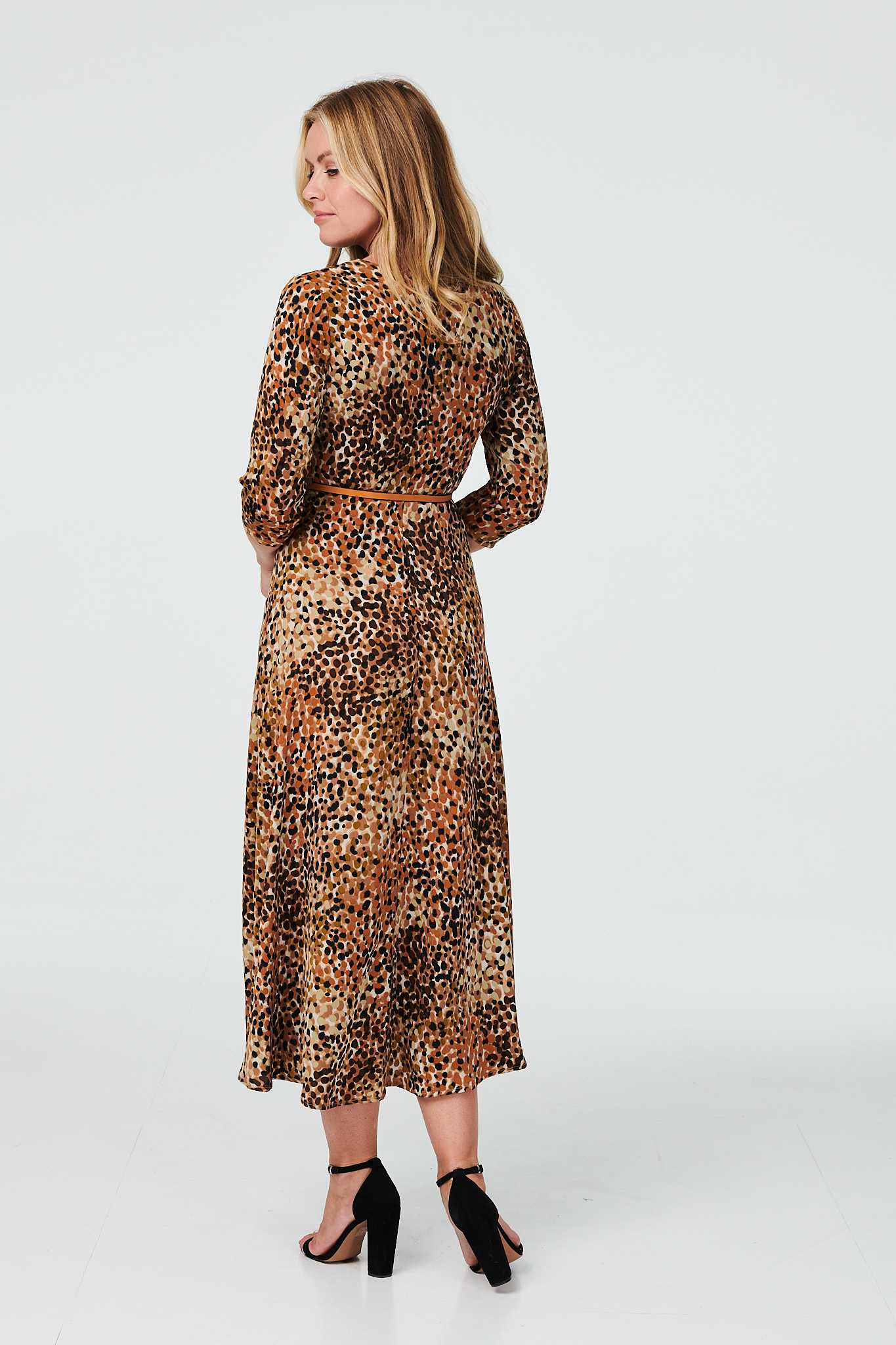 Brown | Printed Cut Out A-Line Maxi Dress