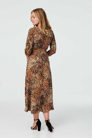 Brown | Printed Cut Out A-Line Maxi Dress