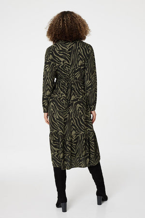 Khaki | Zebra Print Shirt Dress