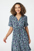 Navy | Floral Drop Hem Midi Tea Dress