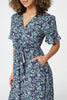 Navy | Floral Drop Hem Midi Tea Dress