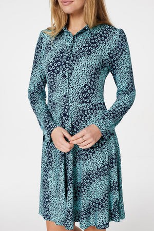 Teal | Ditsy Floral Shirt Dress