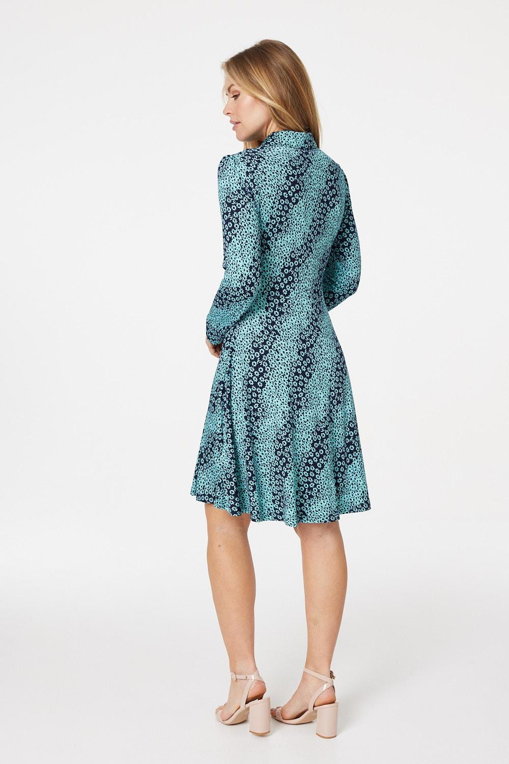 Teal | Ditsy Floral Shirt Dress