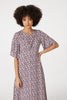 Pink | Floral Angel Sleeved Midi Dress