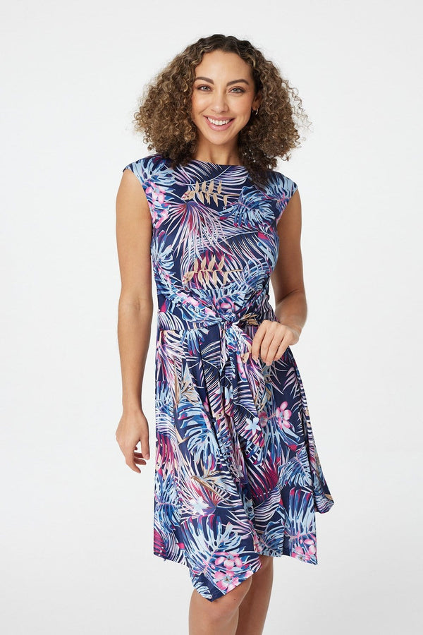 Navy | Tropical Print Skater Dress