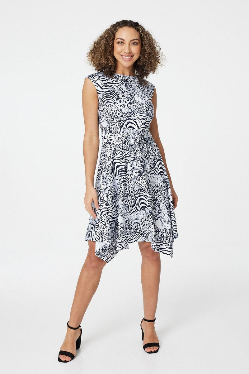 Black And White | Animal Print Hanky Hem Dress
