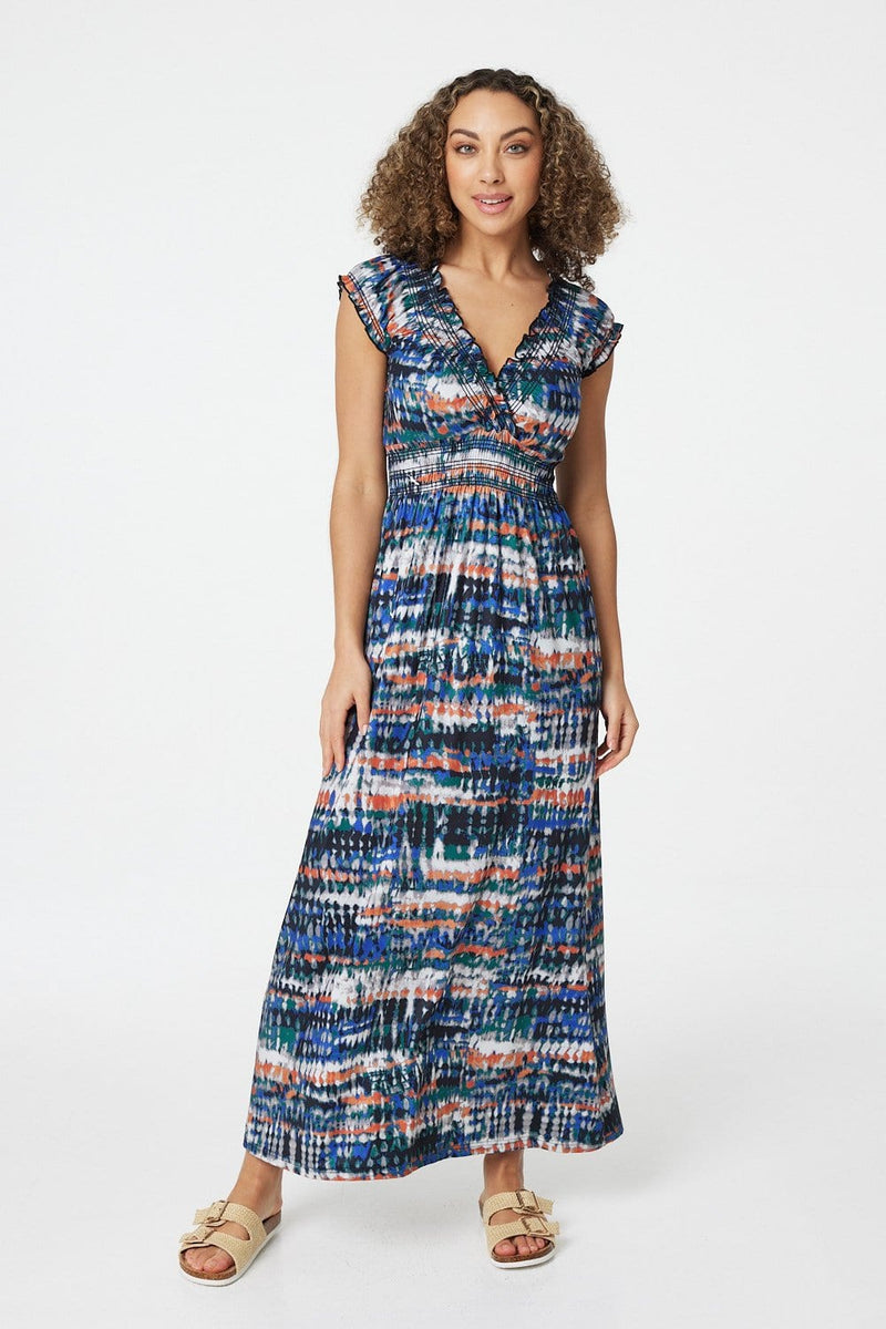Blue | Printed A-Line Maxi Dress