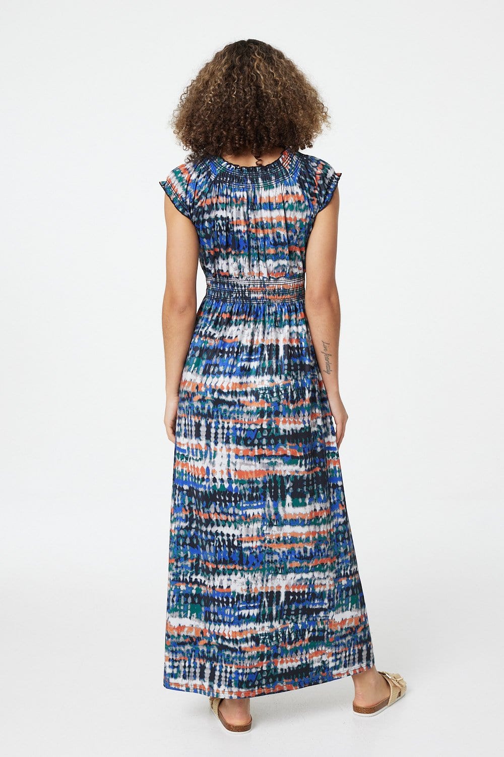 Blue | Printed A-Line Maxi Dress