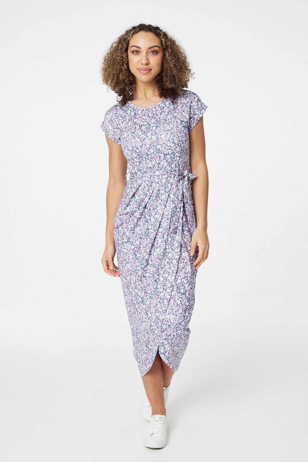 Grey | Printed Tulip Hem Dress