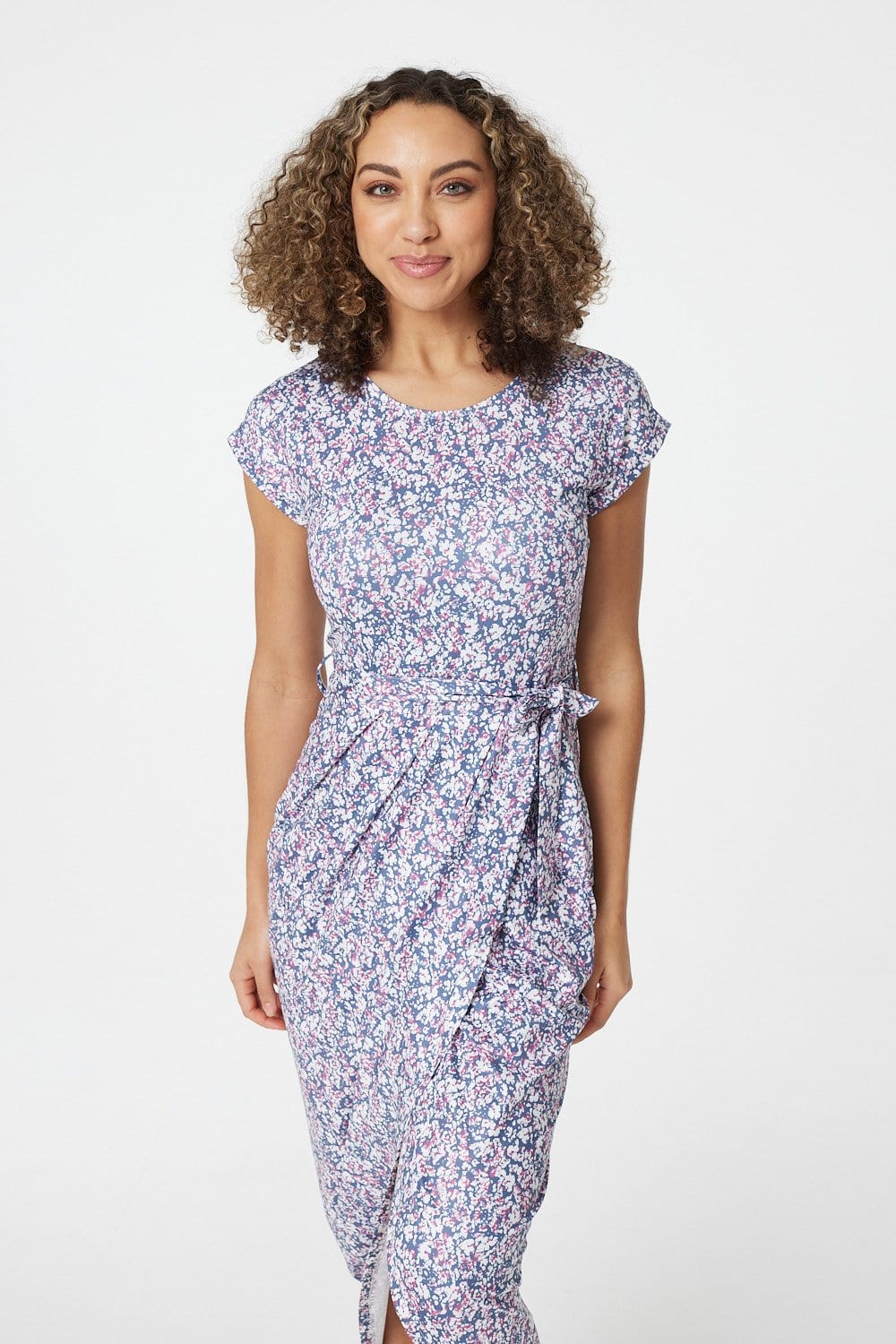 Grey | Printed Tulip Hem Dress