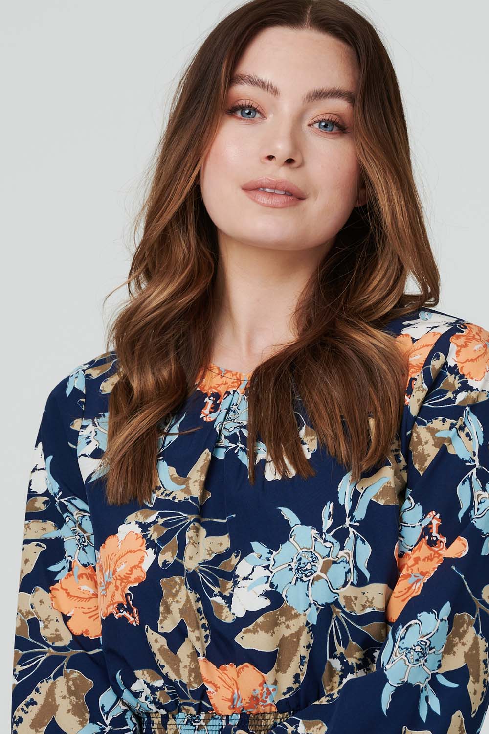 Navy | Floral Midi Tea Dress