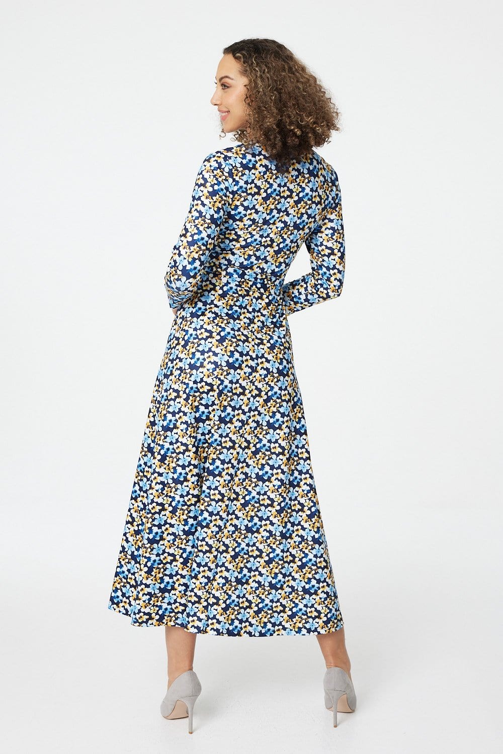 Blue | Ditsy Floral Tie Front Tea Dress