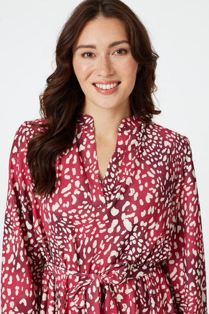 Red | Animal Print Short Smock Dress