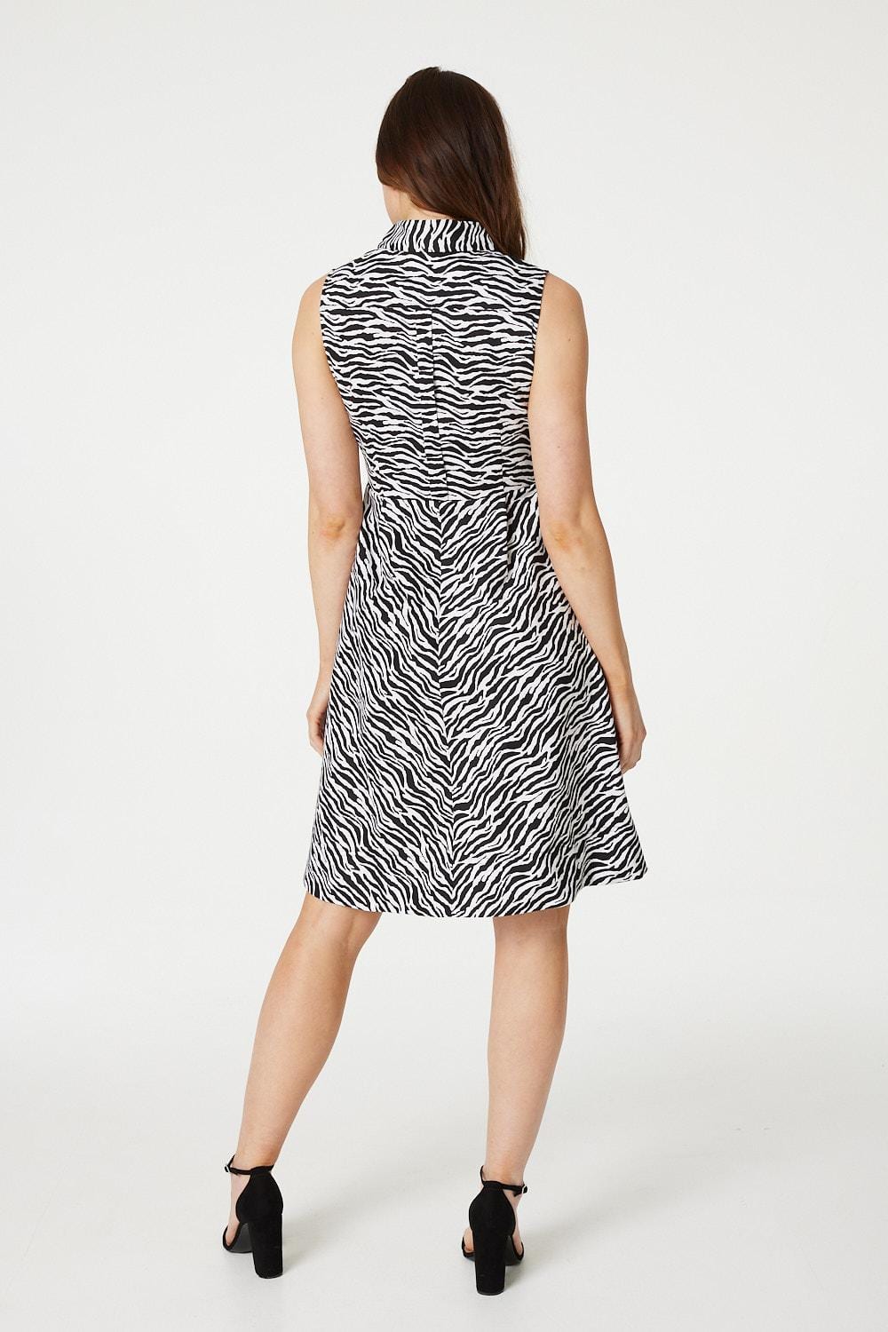 Black | Printed Sleeveless Shirt Dress