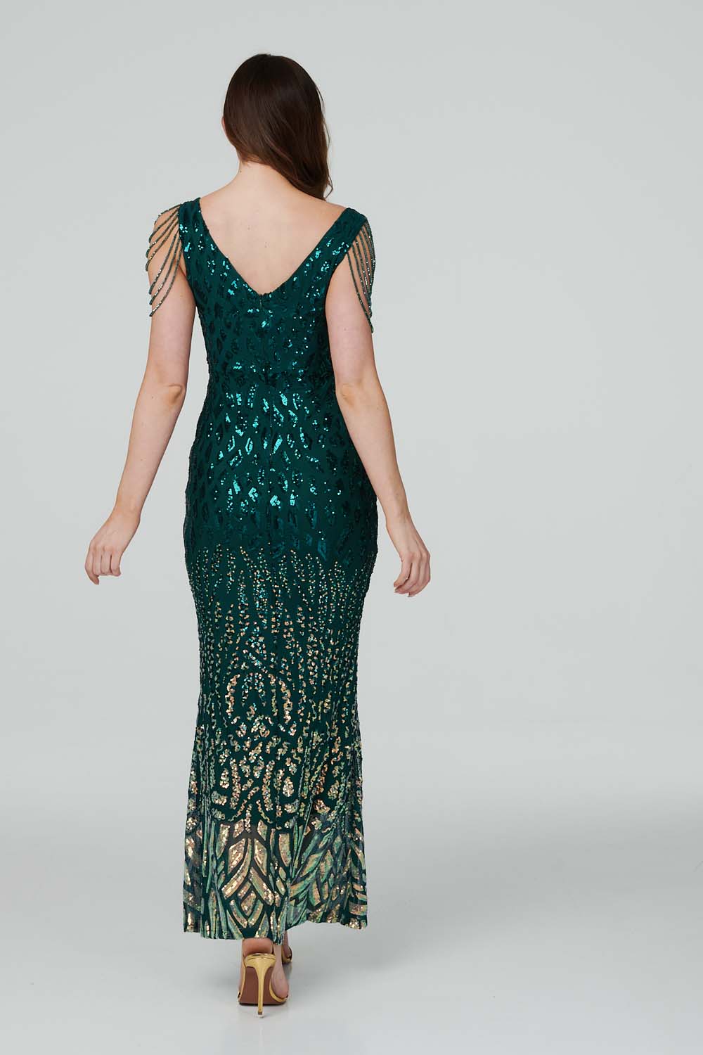 Green | Sequin Embellished Maxi Dress