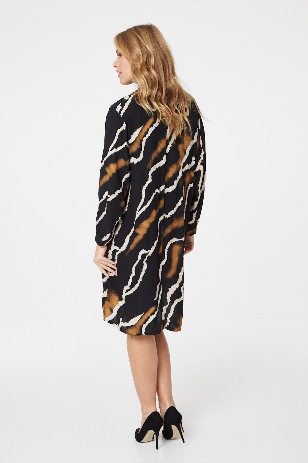 Black | Tie Dye Long Sleeve Shirt Dress