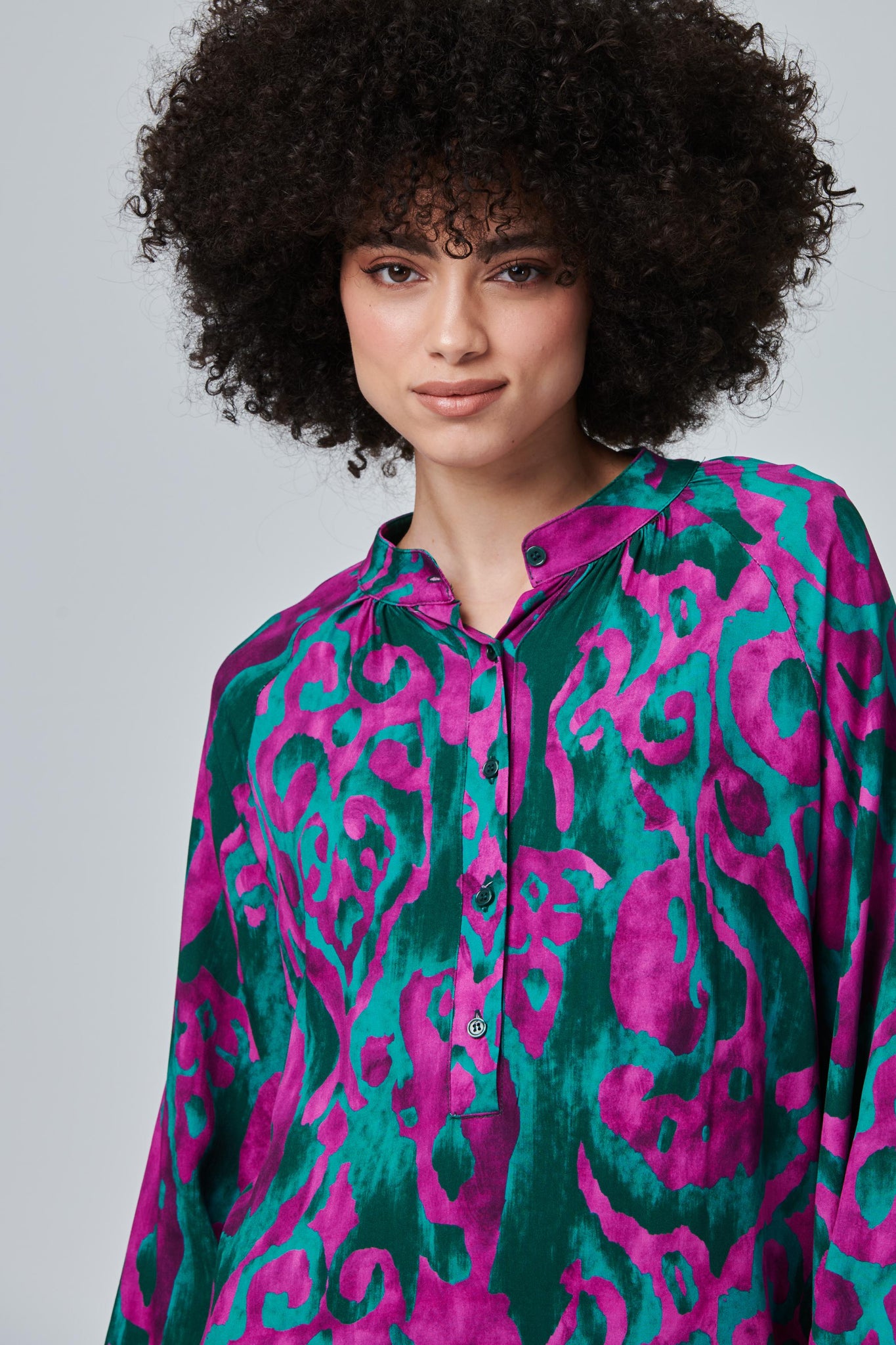 Purple | Printed Long Sleeve Tunic Dress