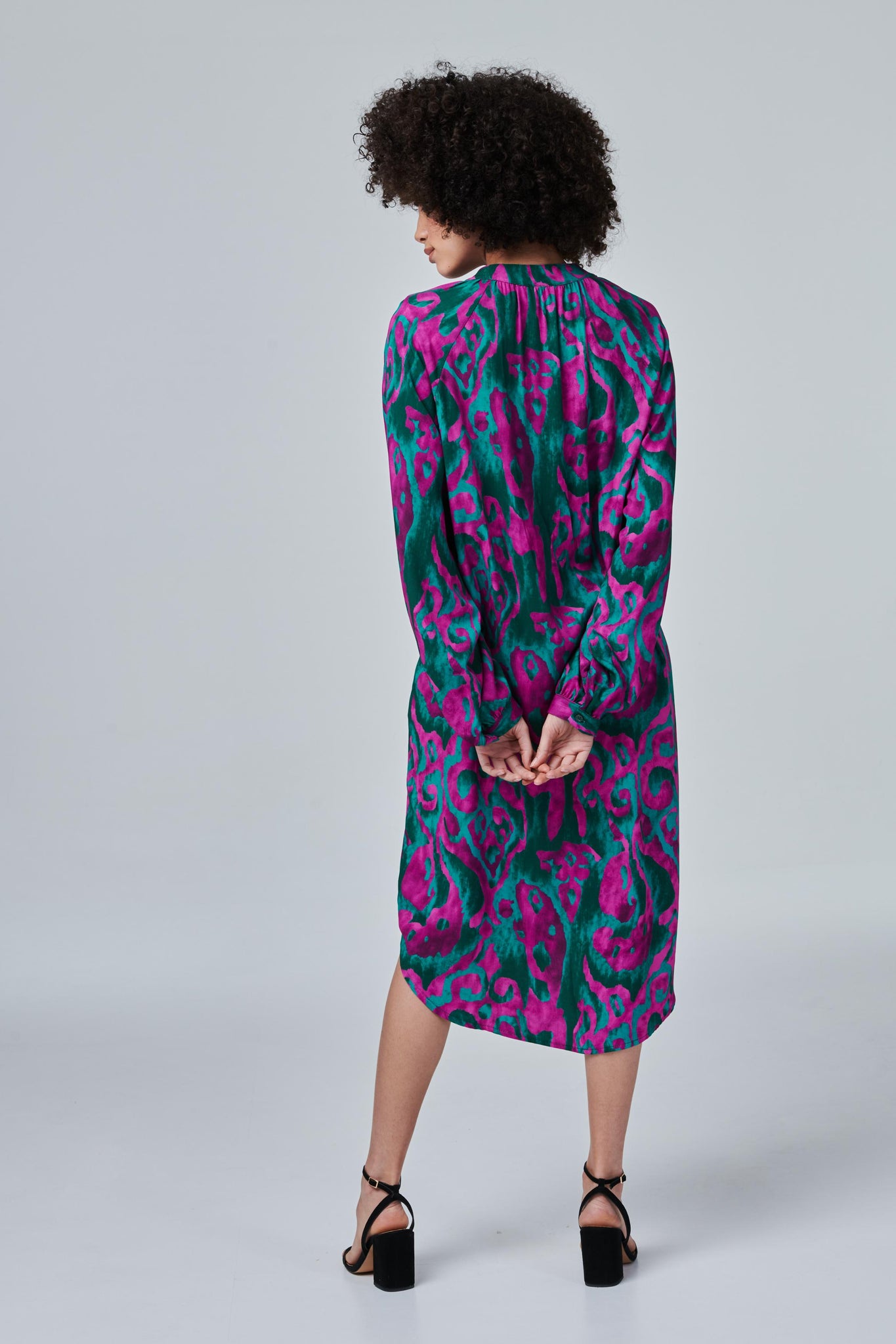 Purple | Printed Long Sleeve Tunic Dress