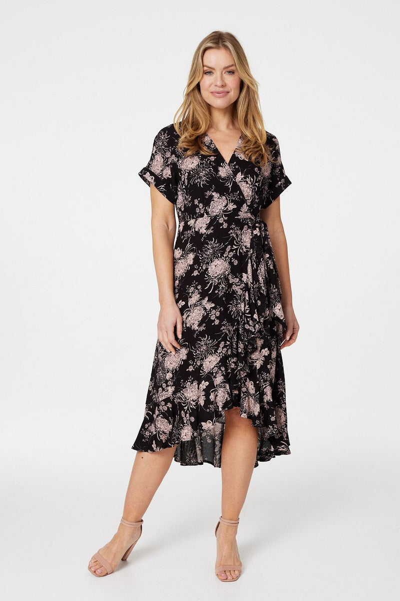 Black floral high low dress 2025