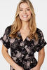 Black | Floral High Low Midi Dress