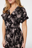 Black | Floral High Low Midi Dress