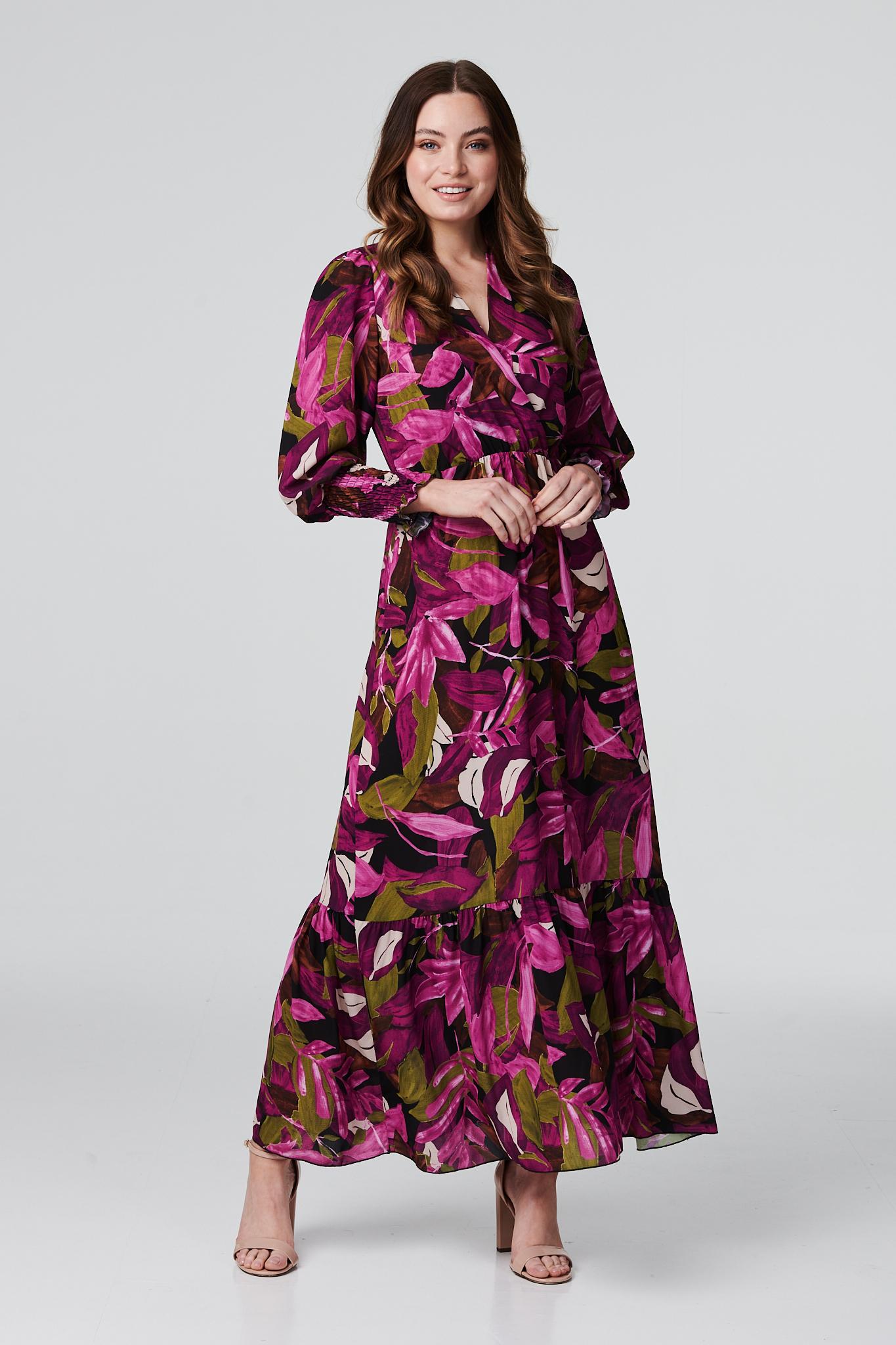 Purple | Floral Long Sleeve Maxi Dress