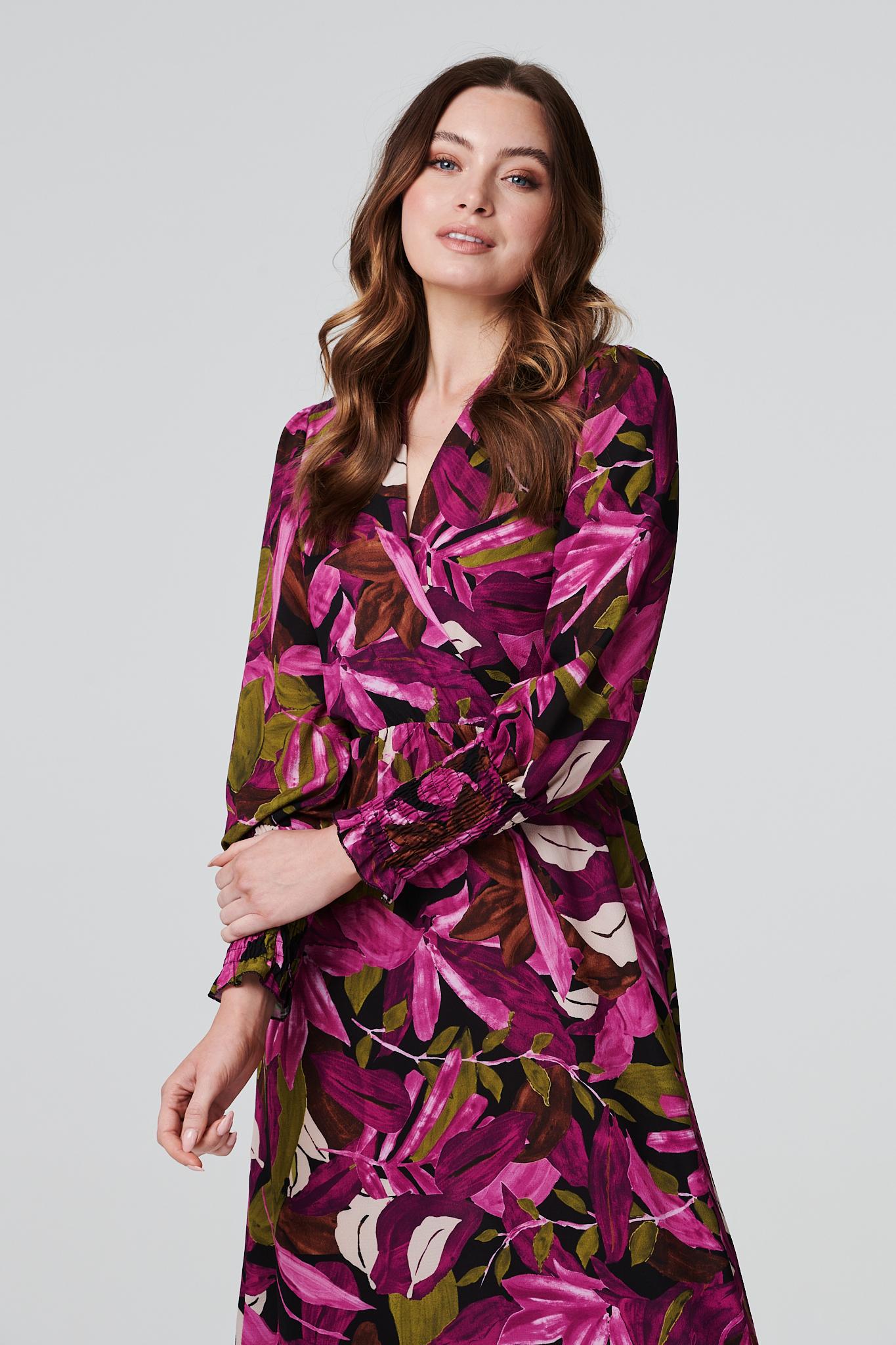 Purple | Floral Long Sleeve Maxi Dress