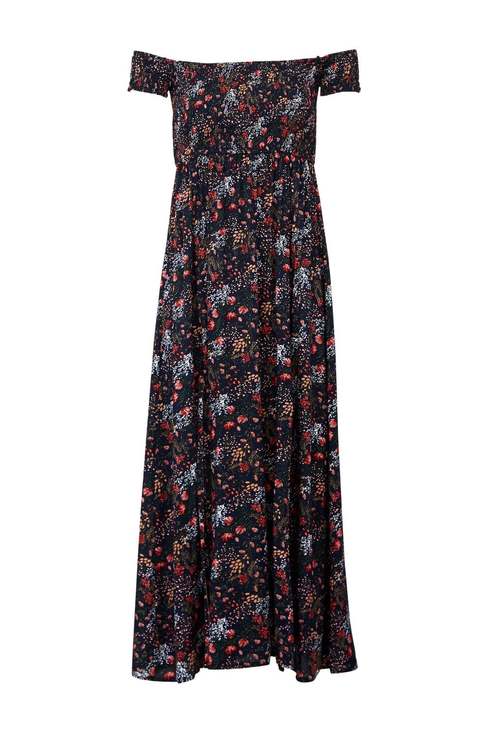 Navy | Floral Bardot Maxi Dress