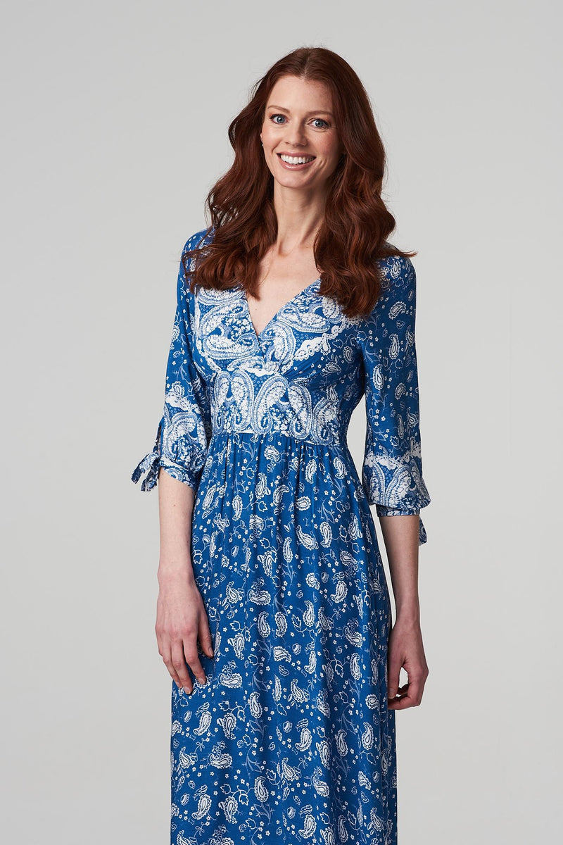 Blue paisley print dress online