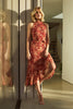 Red | Floral Halter Neck Midi Dress : Model is 5'9
