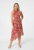 Red | Floral Halter Neck Midi Dress : Model is 5'10