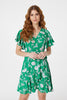 Green | Floral Angel Sleeve Wrap Dress