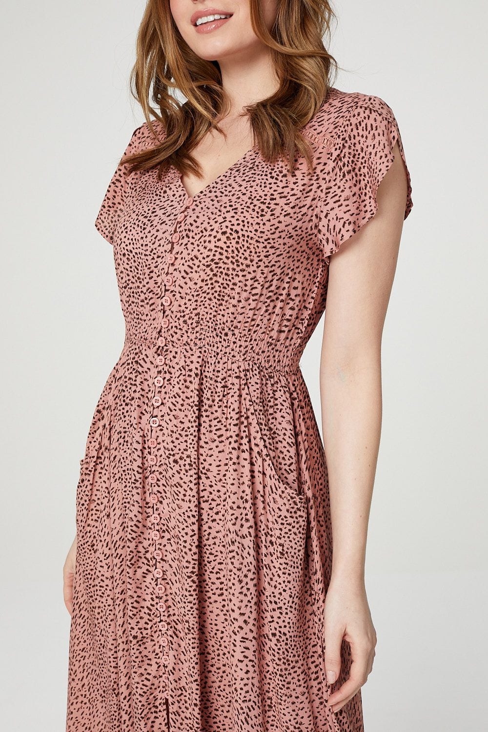 Pink | Polka Dot Button Front Maxi Dress