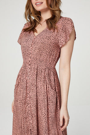 Pink | Polka Dot Button Front Maxi Dress