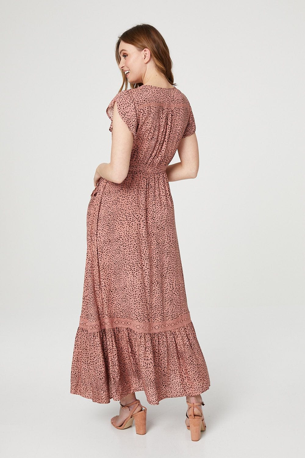 Pink | Polka Dot Button Front Maxi Dress
