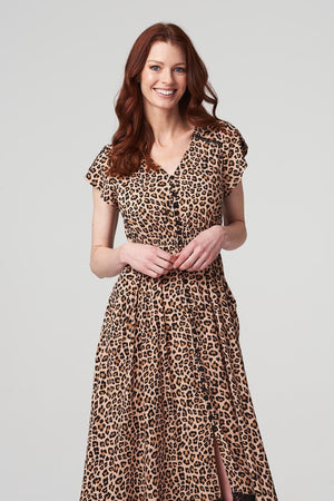 Beige | Leopard Print Maxi Dress