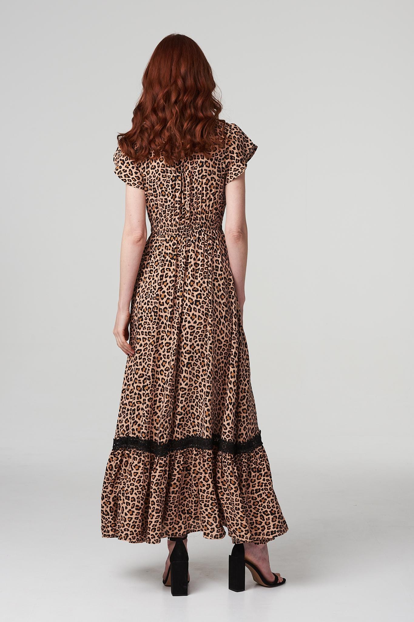 Beige | Leopard Print Maxi Dress