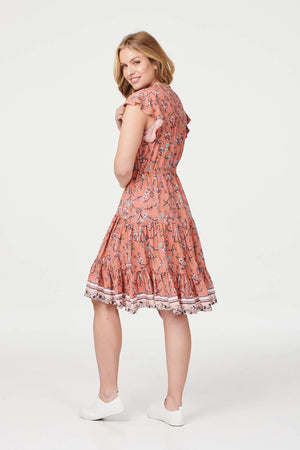 Coral | Floral Angel Sleeve Smock Dress