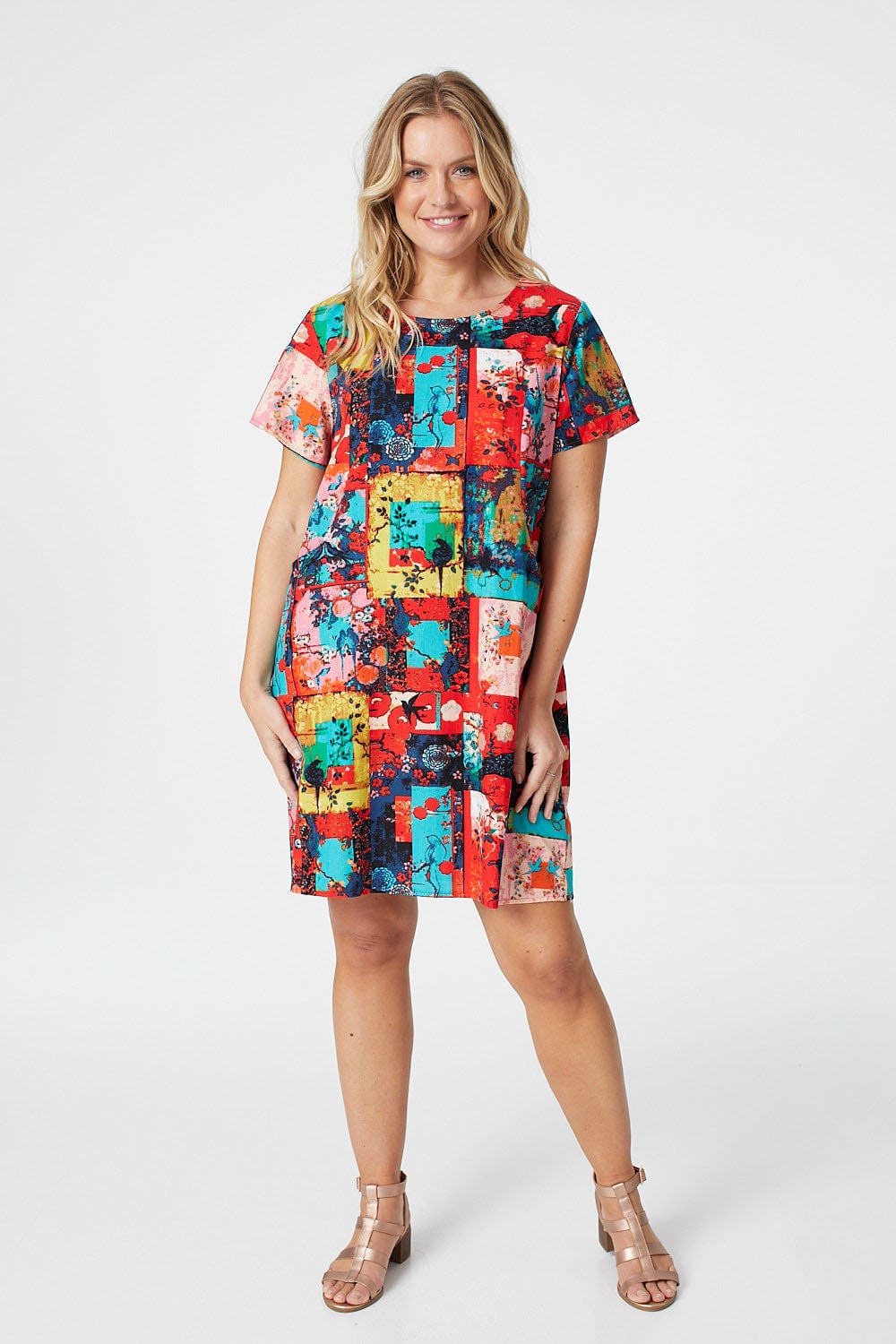 Orange | Abstract Print Oversized Shift Dress