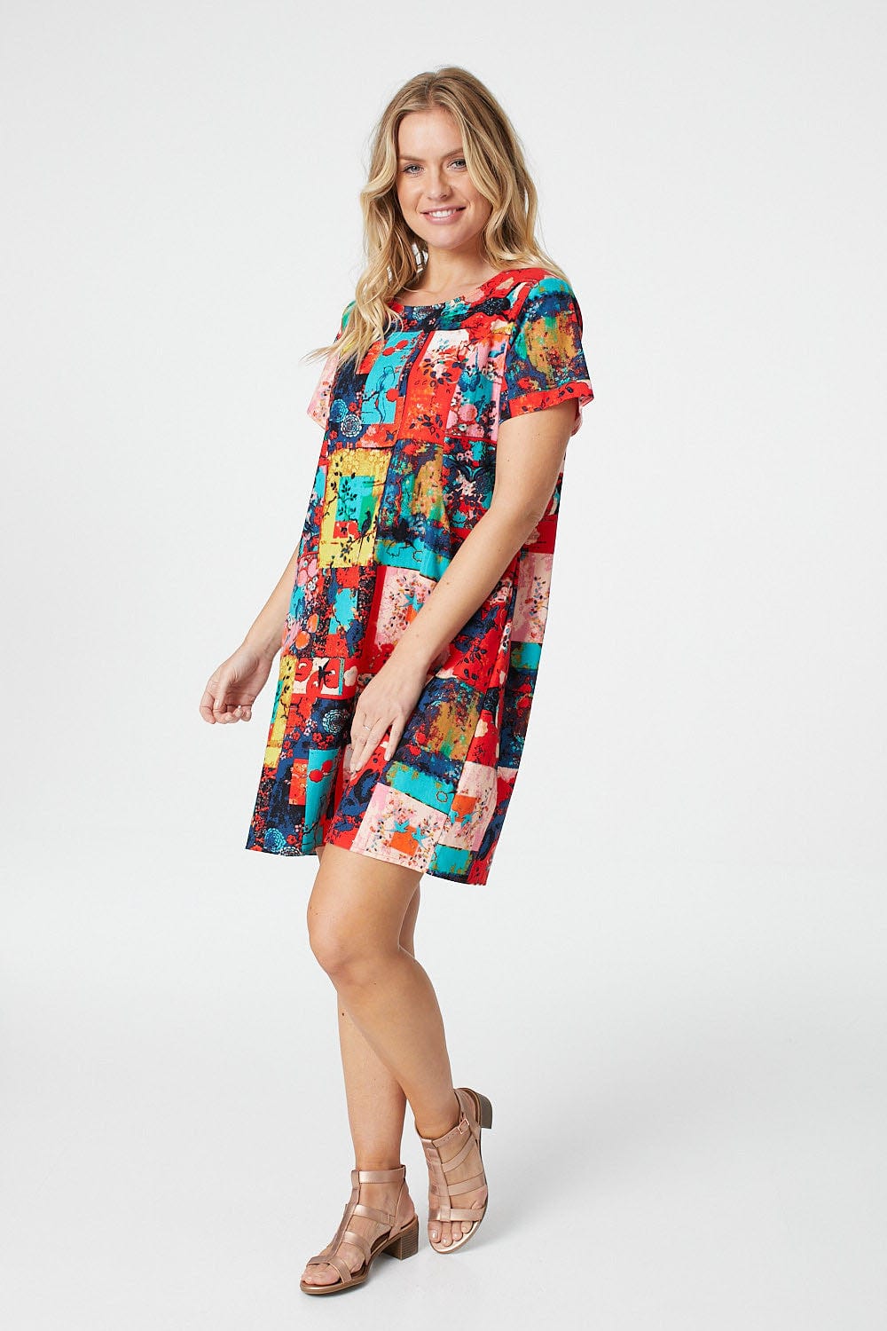 Orange | Abstract Print Oversized Shift Dress