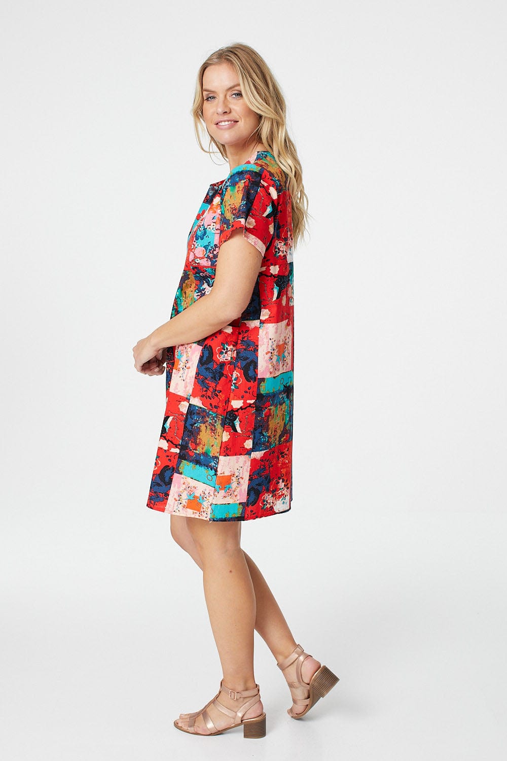 Orange | Abstract Print Oversized Shift Dress