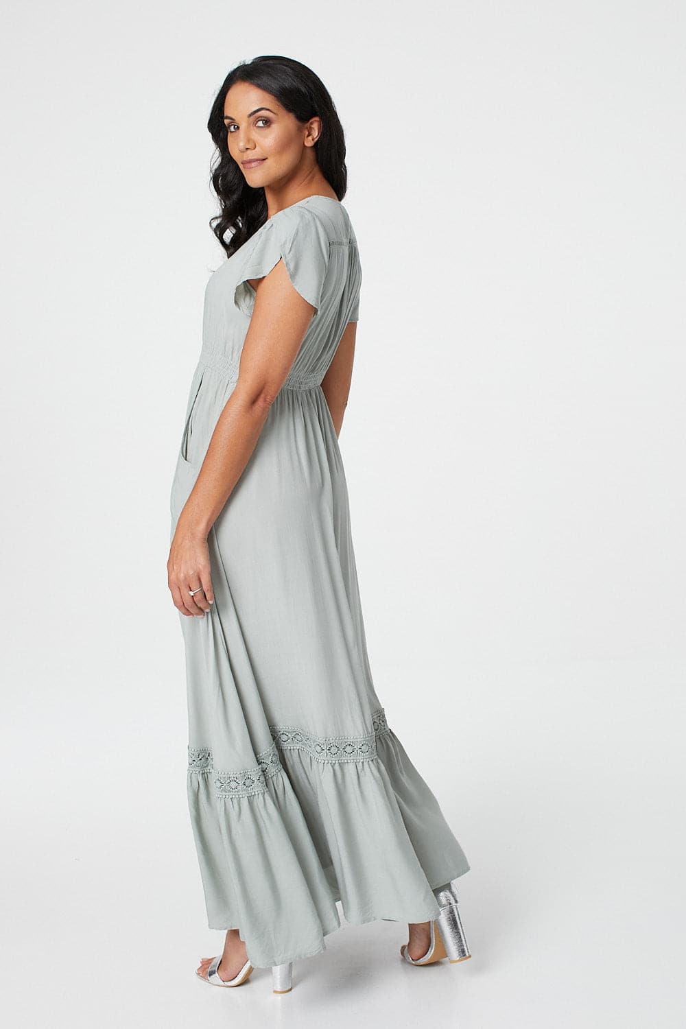 Sage |Button Front Maxi Dress with Pocket