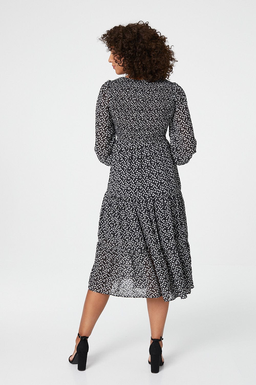 Black | Ditsy Floral Long Sleeve Dress